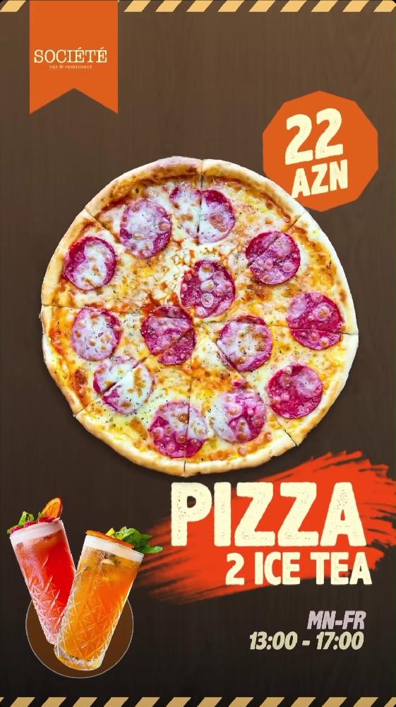 Pizza + 2 Ice Tea 