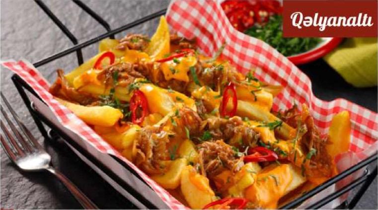 Cheddar souslu BBQ ətli kartof
