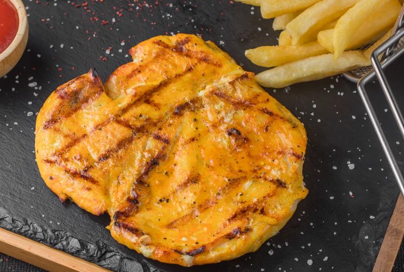 Fried chicken breast in barbeque 