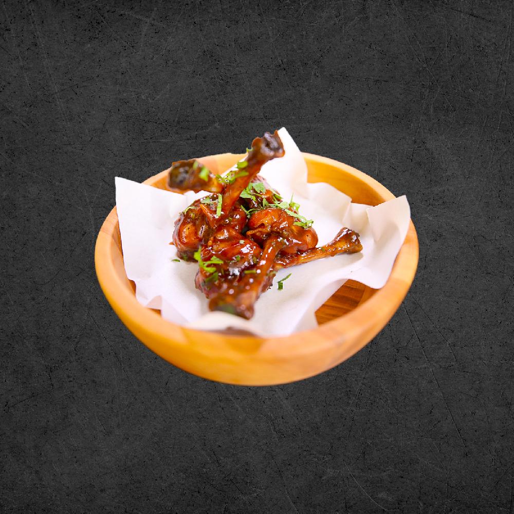 Lollipop chicken legs with BBQ sous