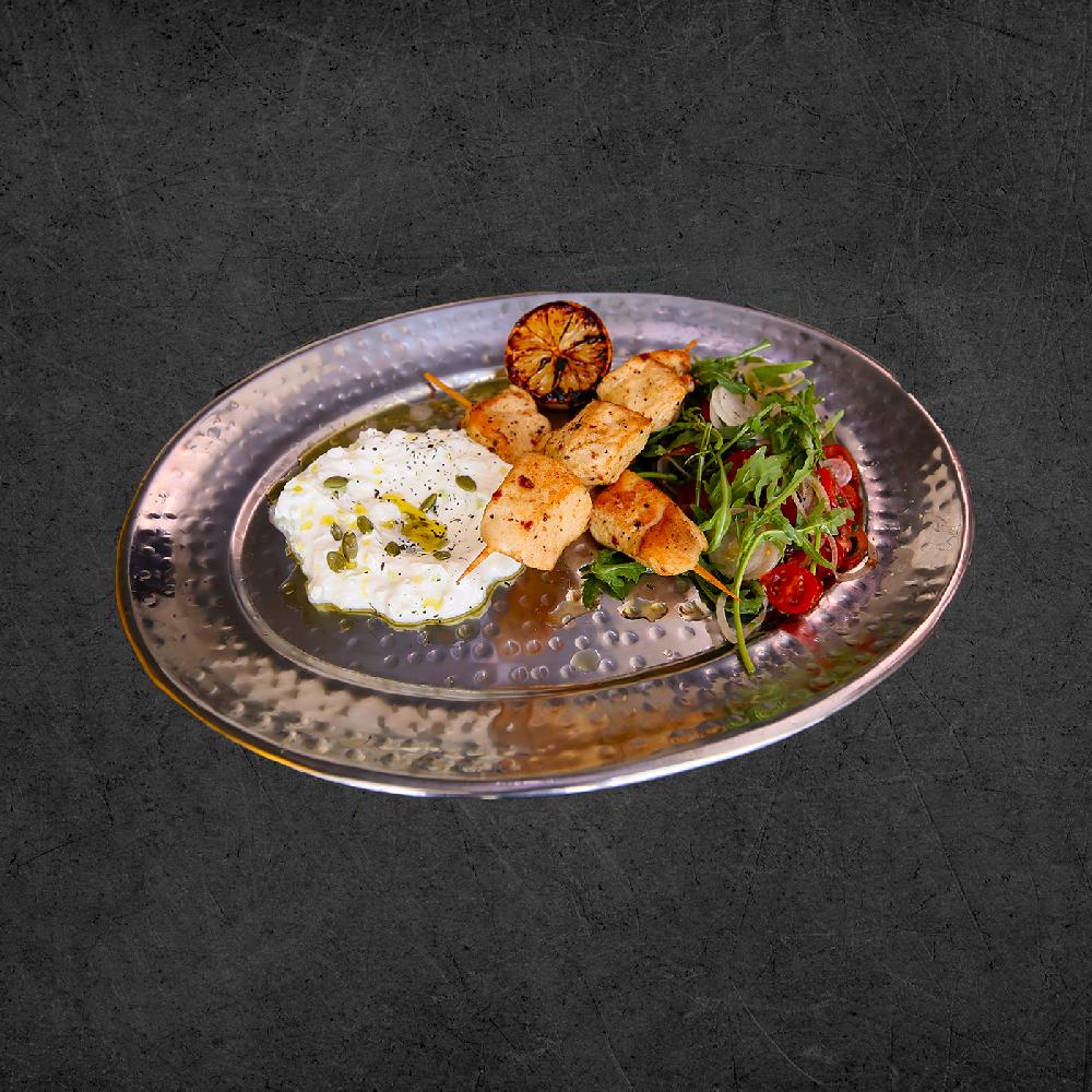 Grilled souvlaki chicken skewers
