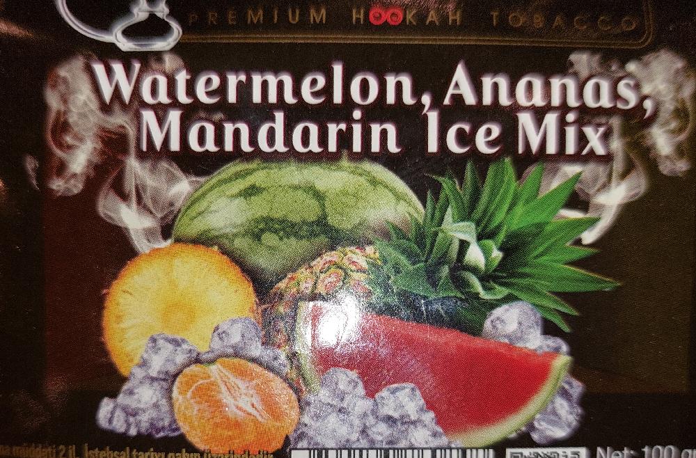 Watermelon, Ananas, Mandarin, ice mix.