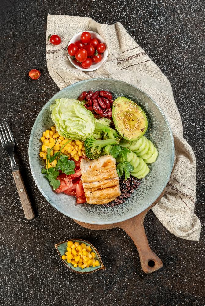Bowl with chicken