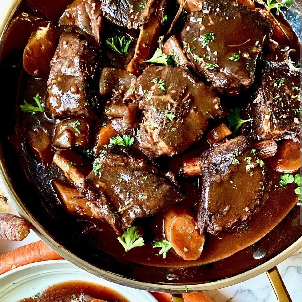 Beef Braised in Red Wine. 