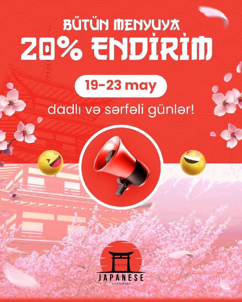 Bütün menyuya 20% endirim !