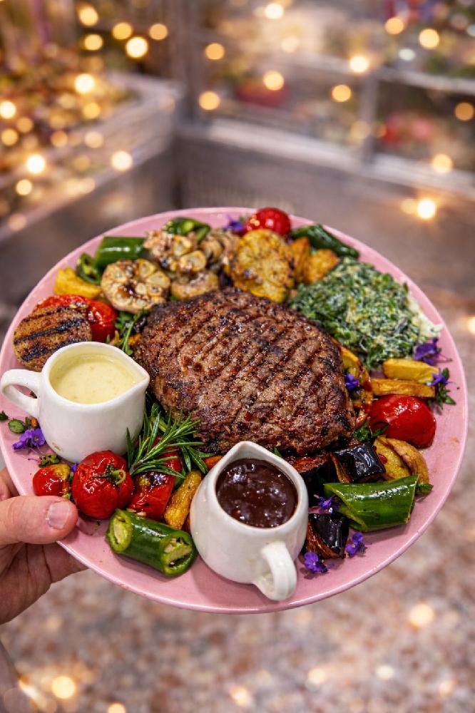 Grilled Steak with Pepper Sauce.