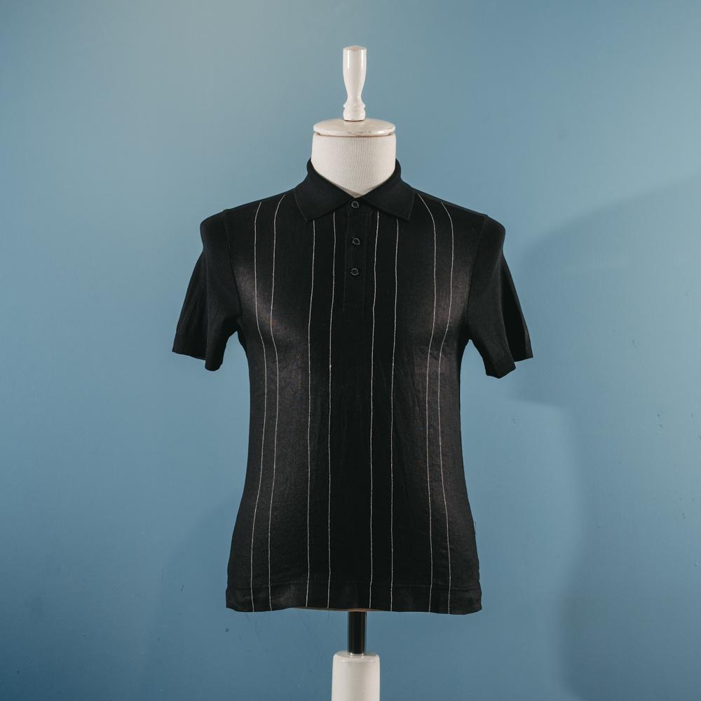 Qara cizgili kətan t-shirt