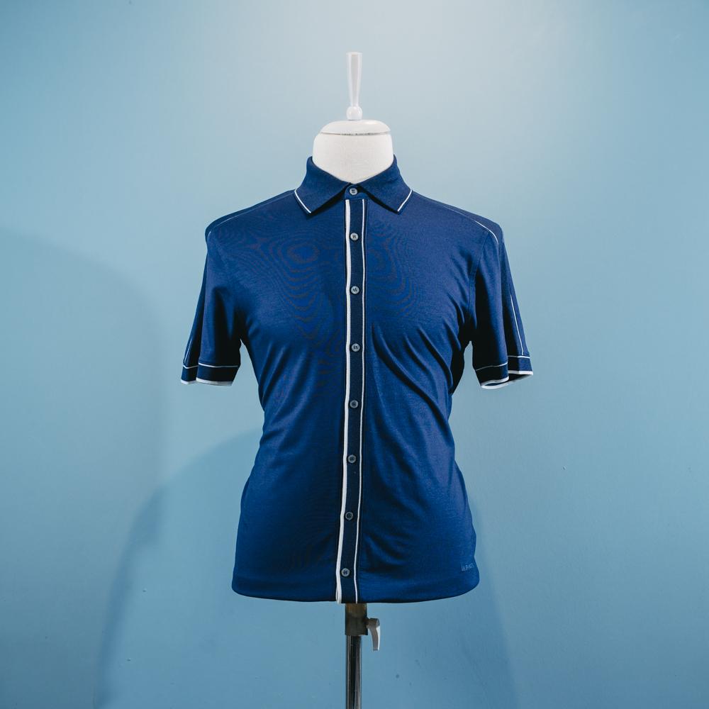 Göy 110s pambıq düyməli polo