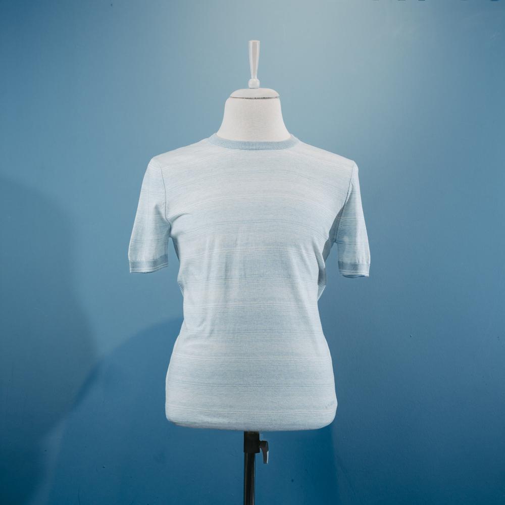 Açıq-mavi naxışlı supima t-shirt