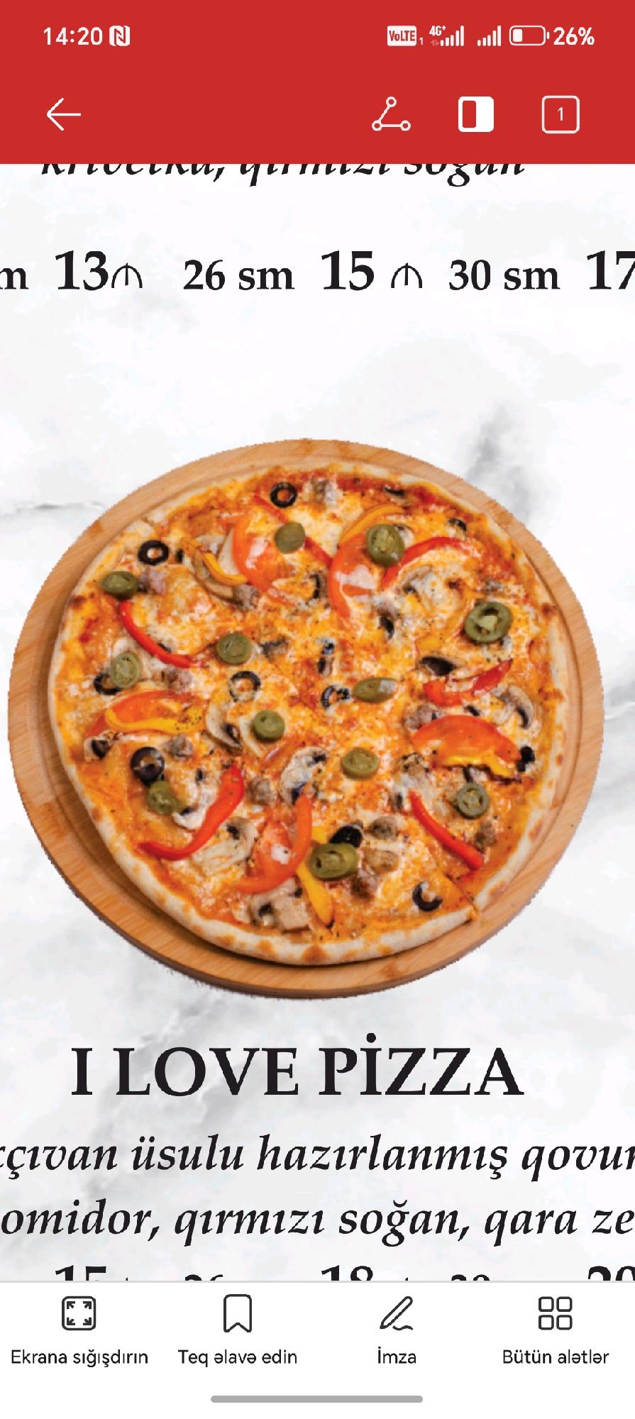 İ love pizza 26sm