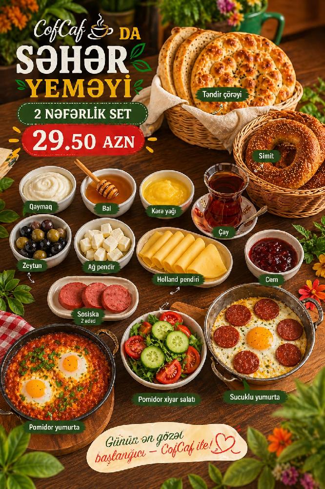 2 nəfərlik səhər yeməyi
