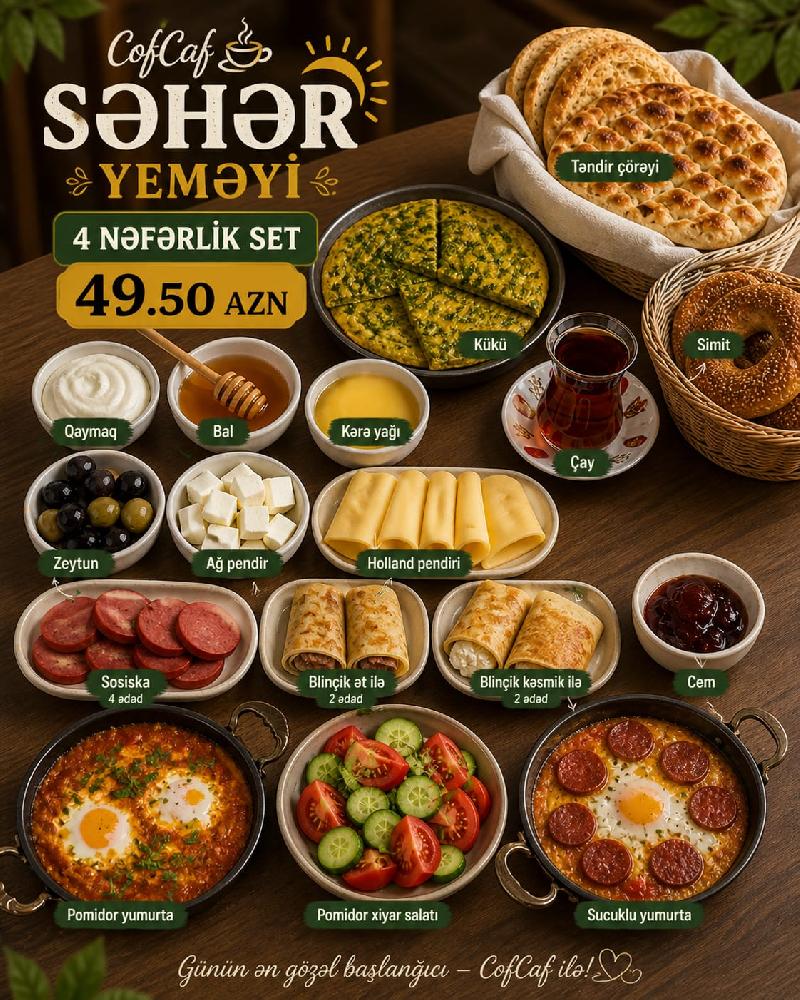 4 nəfərlik Səhər yeməyi