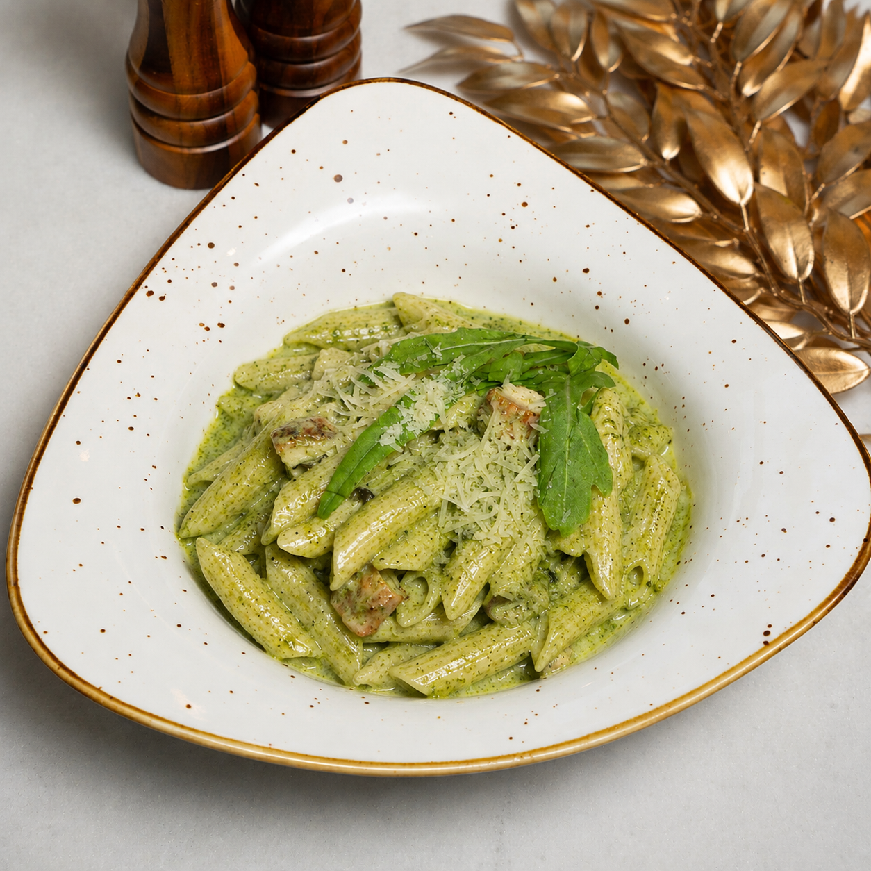 Pasta qaymaqlıpesto sousunda
