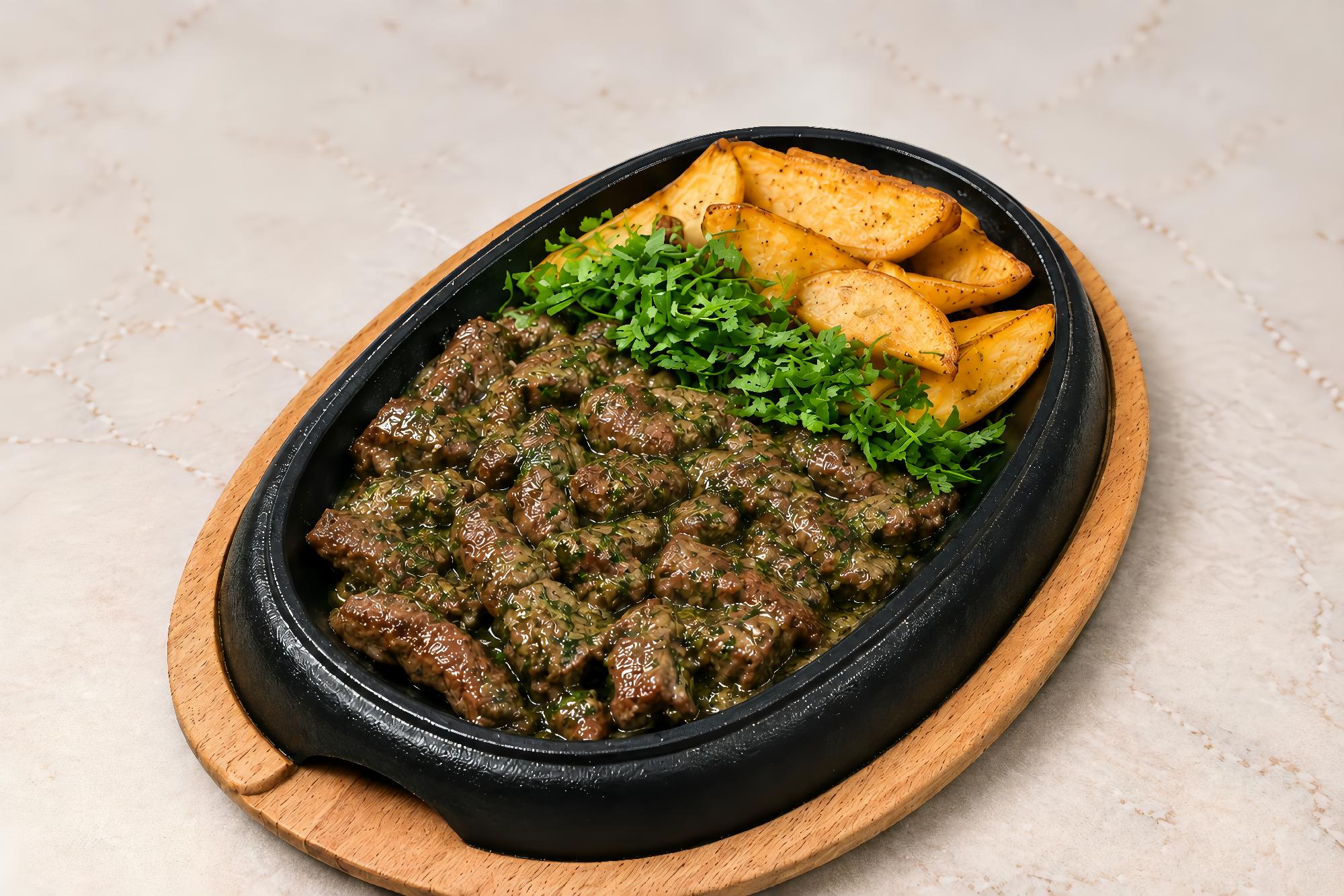 Tərxunlu can əti (qara düyü və qarışıq tərəvəz ilə)