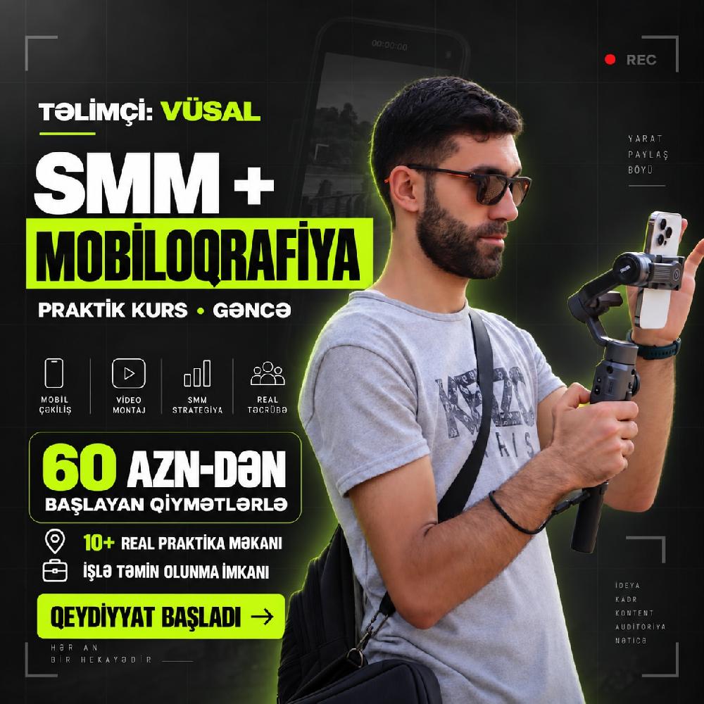 SMM və Mobilqrafiyanı ayrı-ayrı deyil, real iş prosesinin içində öyrən.  instagram: @vusal_mammadzada_   / əlaqə nömrəsi: +994 51 509 19 90 